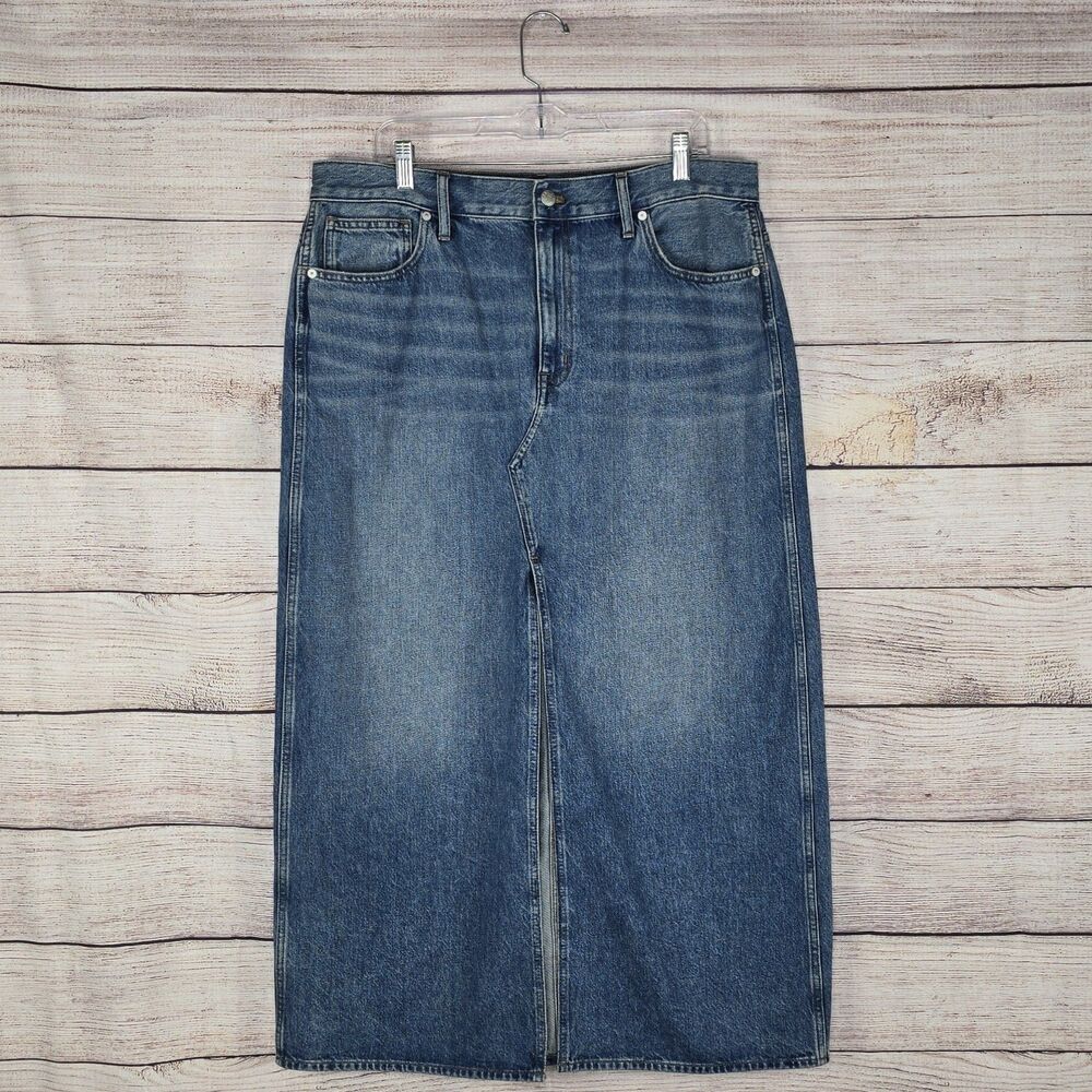 Madewell The Rilee Denim Midi Skirt Size 32 Retro Casual